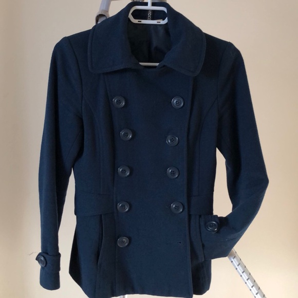 Navy blue wool blend pea coat - Picture 1 of 5